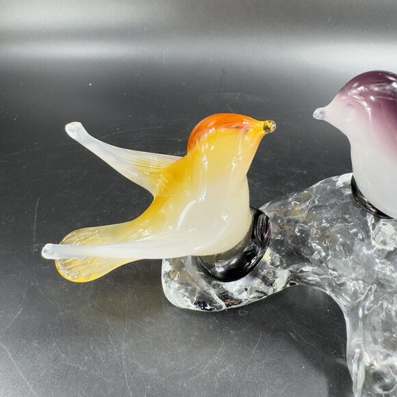 Venetian Italian Glass Love Birds Figurine Decor Opaline Glass Hand Made AS IS - Picture 13 of 16